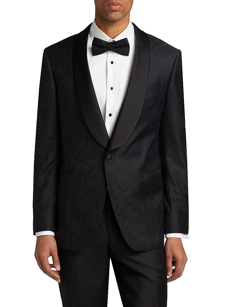 COLLECTION Jacquard Wool One-Button Blazer