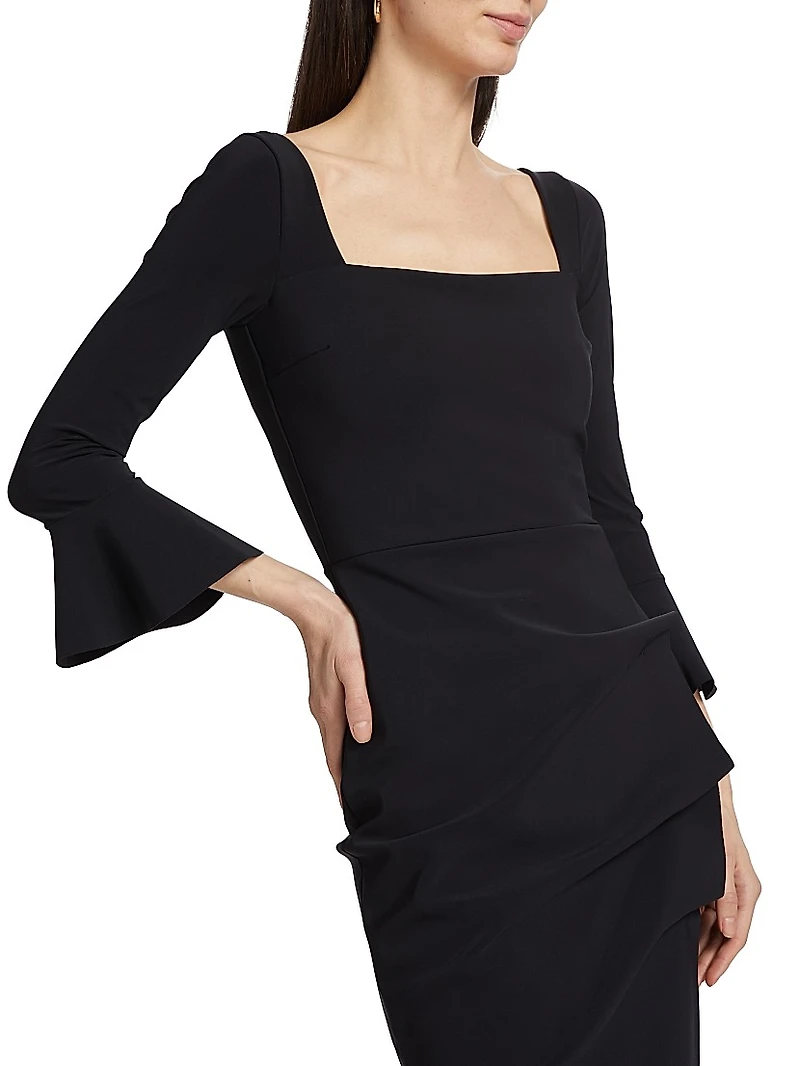 Astra Gathered Jersey Midi-Dress