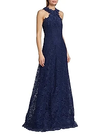 Lace Halter Fit-&-Flare Gown