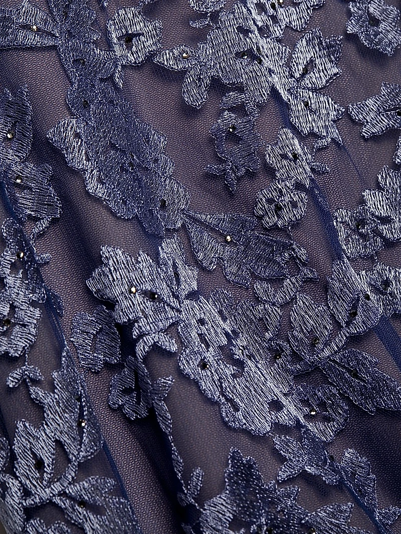 V-Neck Lace Cape Gown