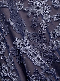 V-Neck Lace Cape Gown