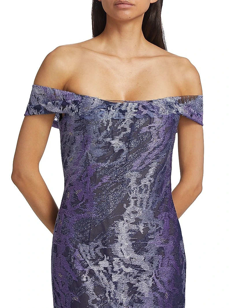 Metallic Off-The-Shoulder Mermaid Gown
