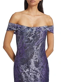 Metallic Off-The-Shoulder Mermaid Gown