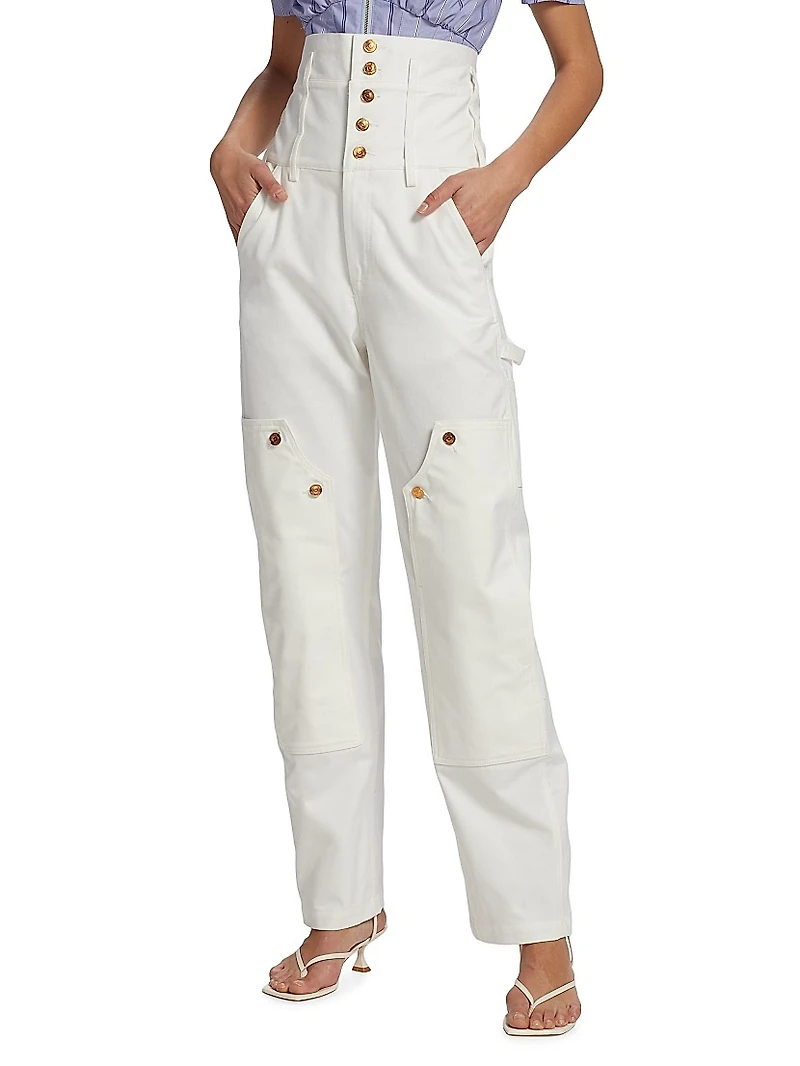 Oraca High-Waisted Corset Denim Pants