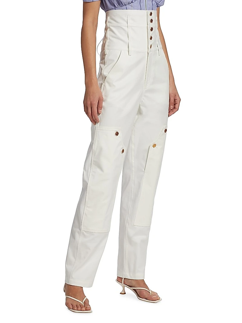 Oraca High-Waisted Corset Denim Pants