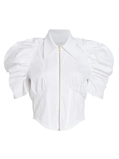 Alexandria Puff-Sleeve Corset Top