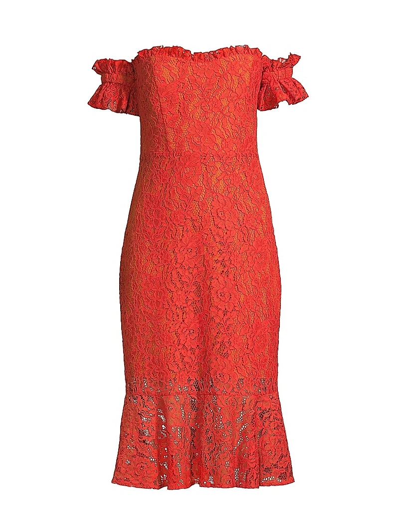 Laundry by Shelli Segal Off-The-Shoulder Lace Midi-Dress | The Summit