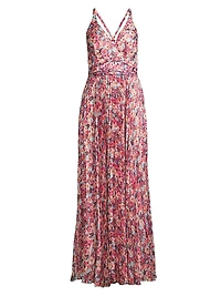 Pleated Floral Maxi Dress