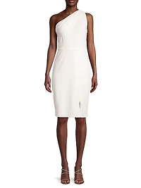 Draped One-Shoulder Knee-Length Dress