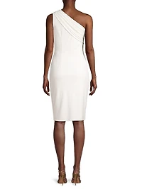 Draped One-Shoulder Knee-Length Dress