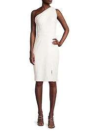 Draped One-Shoulder Knee-Length Dress