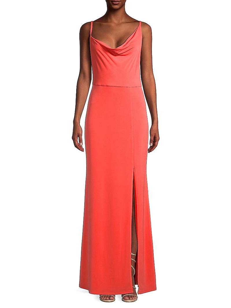 Draped Cowl-Neck Gown