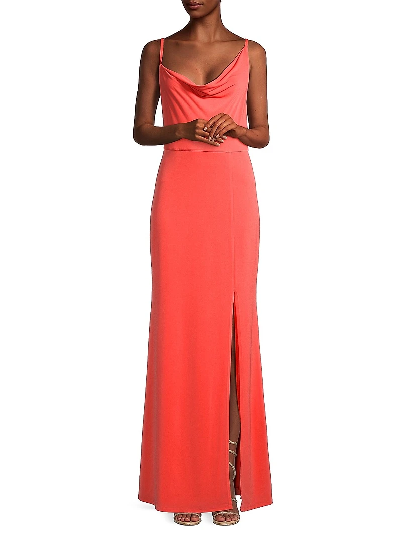 Draped Cowl-Neck Gown
