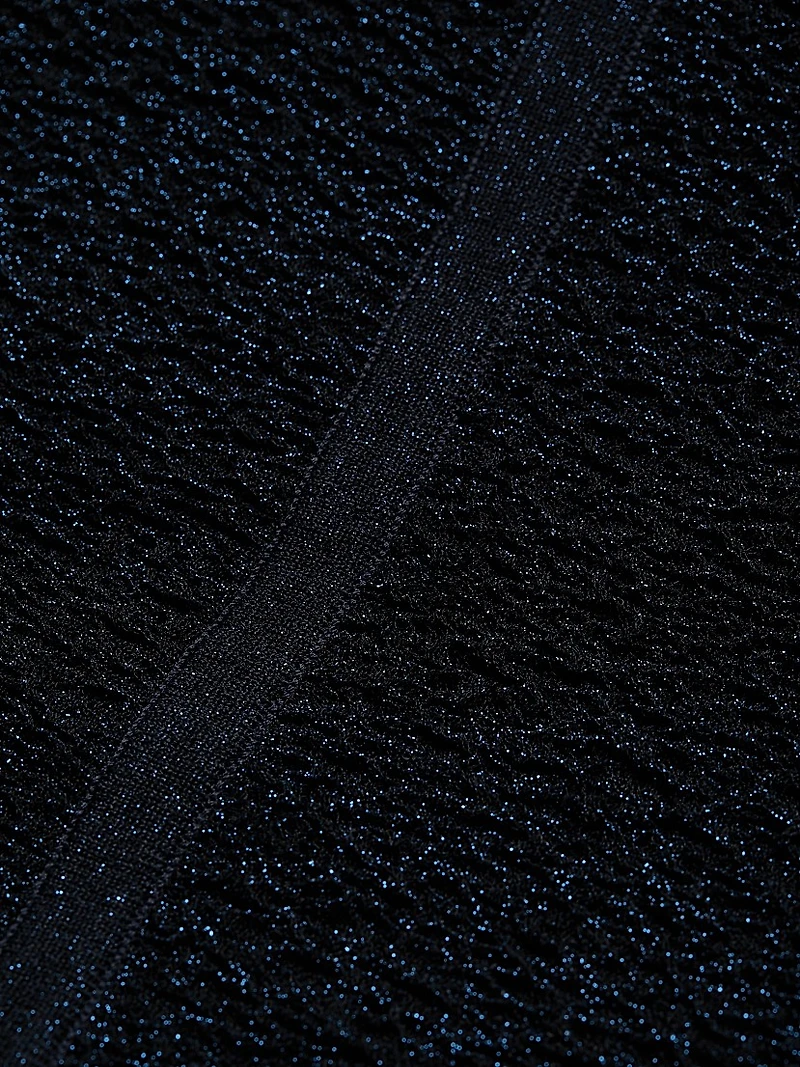 Mock Turtleneck Metallic Knit Midi-Dress