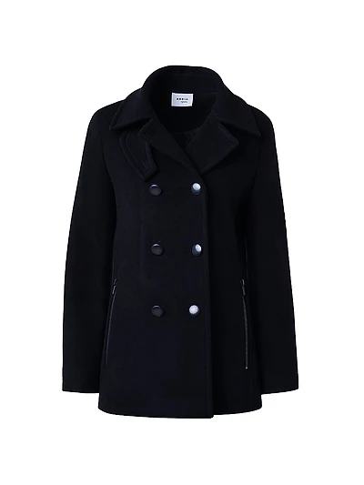 Double-Breasted Wool-Blend Pea Coat