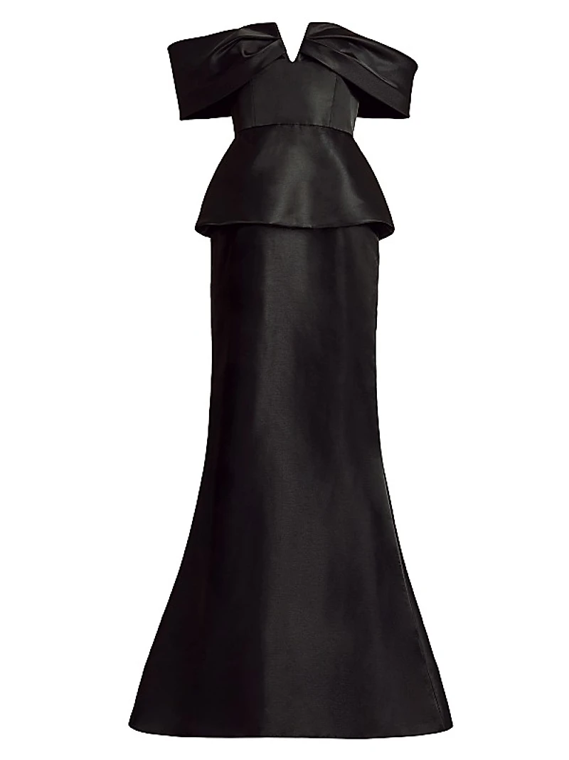 Off-the-Shoulder Peplum Mermaid Gown