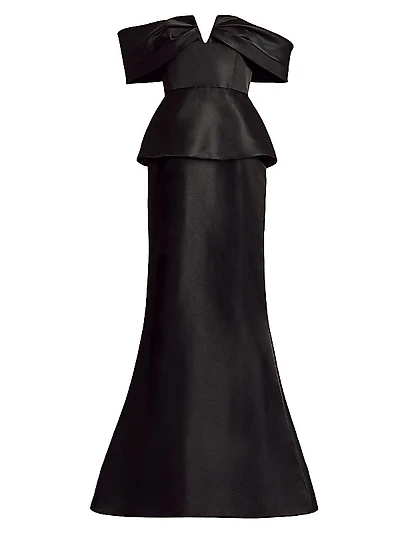 Off-the-Shoulder Peplum Mermaid Gown