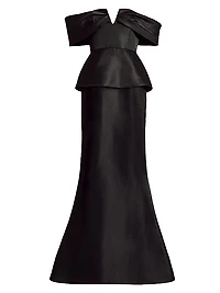 Off-the-Shoulder Peplum Mermaid Gown