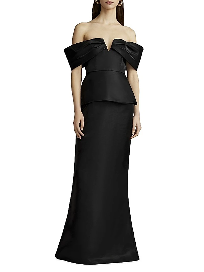 Off-the-Shoulder Peplum Mermaid Gown