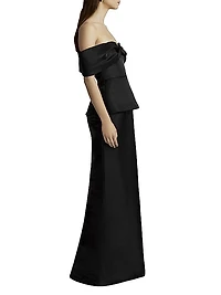 Off-the-Shoulder Peplum Mermaid Gown