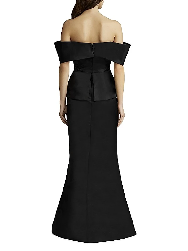 Off-the-Shoulder Peplum Mermaid Gown