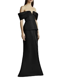 Off-the-Shoulder Peplum Mermaid Gown