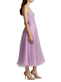 Pleated Tulle Midi-Dress