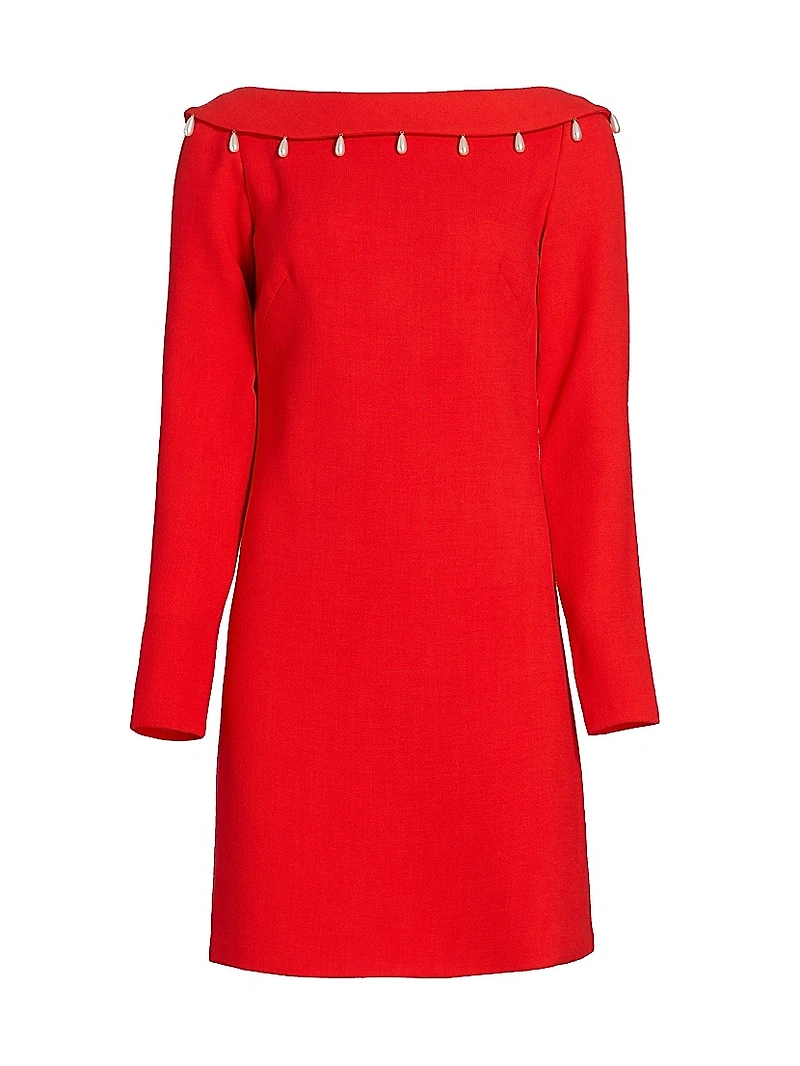Faux Pearl-Detailed Low-Back Dress