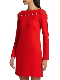 Faux Pearl-Detailed Low-Back Dress
