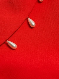 Faux Pearl-Detailed Low-Back Dress