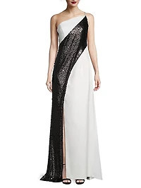 Ava Sequin Colorblocked Gown