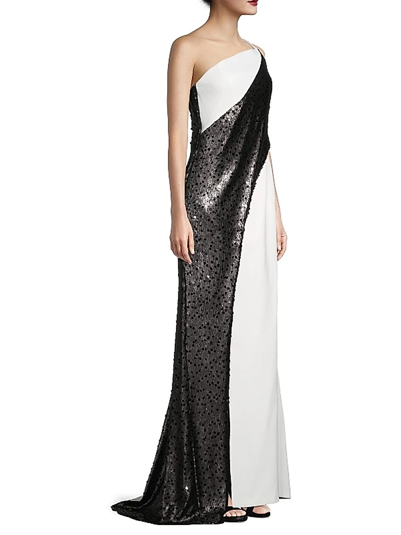 Ava Sequin Colorblocked Gown