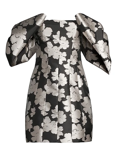 Luna Puff-Sleeve Bow Minidress
