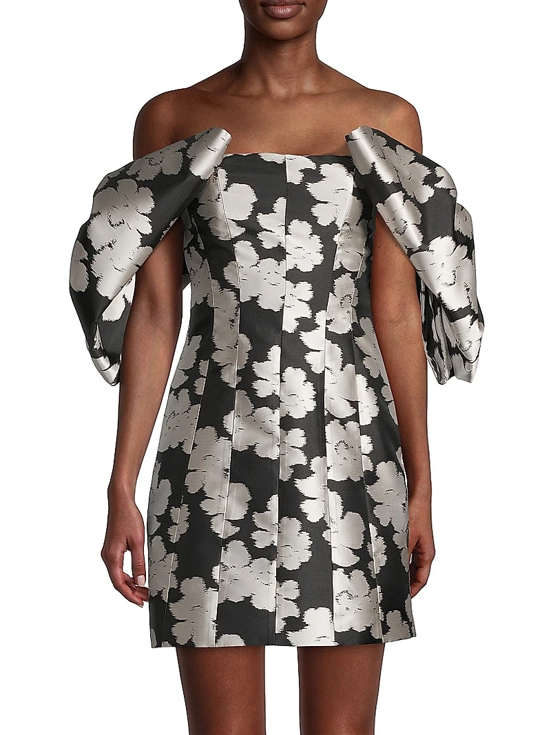 Luna Puff-Sleeve Bow Minidress