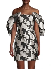 Luna Puff-Sleeve Bow Minidress