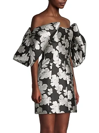 Luna Puff-Sleeve Bow Minidress