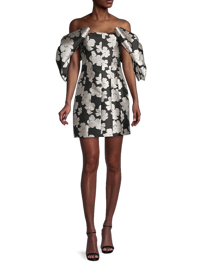 Luna Puff-Sleeve Bow Minidress