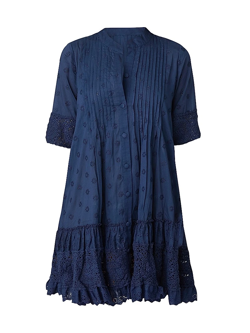 Milos Pin-Tucked Cotton Cover-Up Minidress