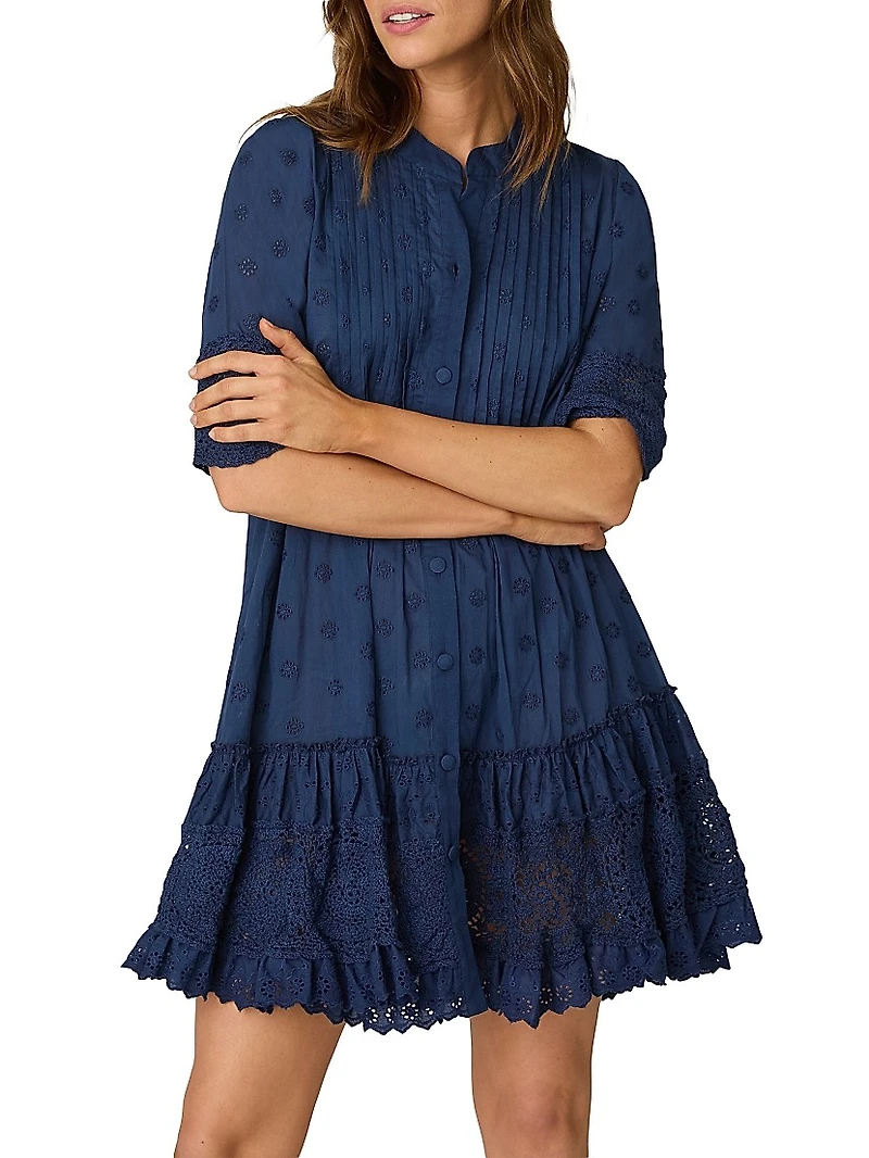 Milos Pin-Tucked Cotton Cover-Up Minidress