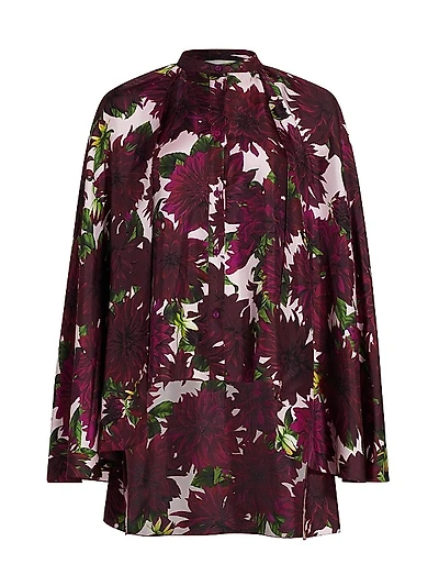 Dahlia Silk Twill Cape Blouse