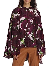 Dahlia Silk Twill Cape Blouse