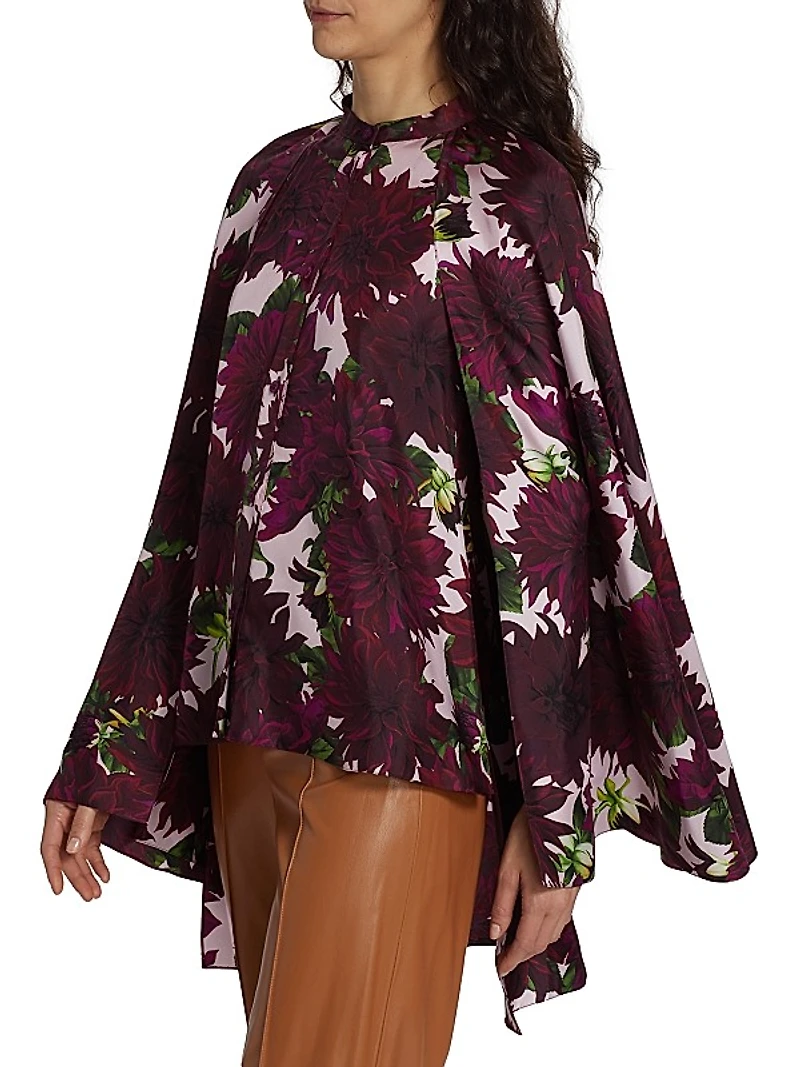 Dahlia Silk Twill Cape Blouse