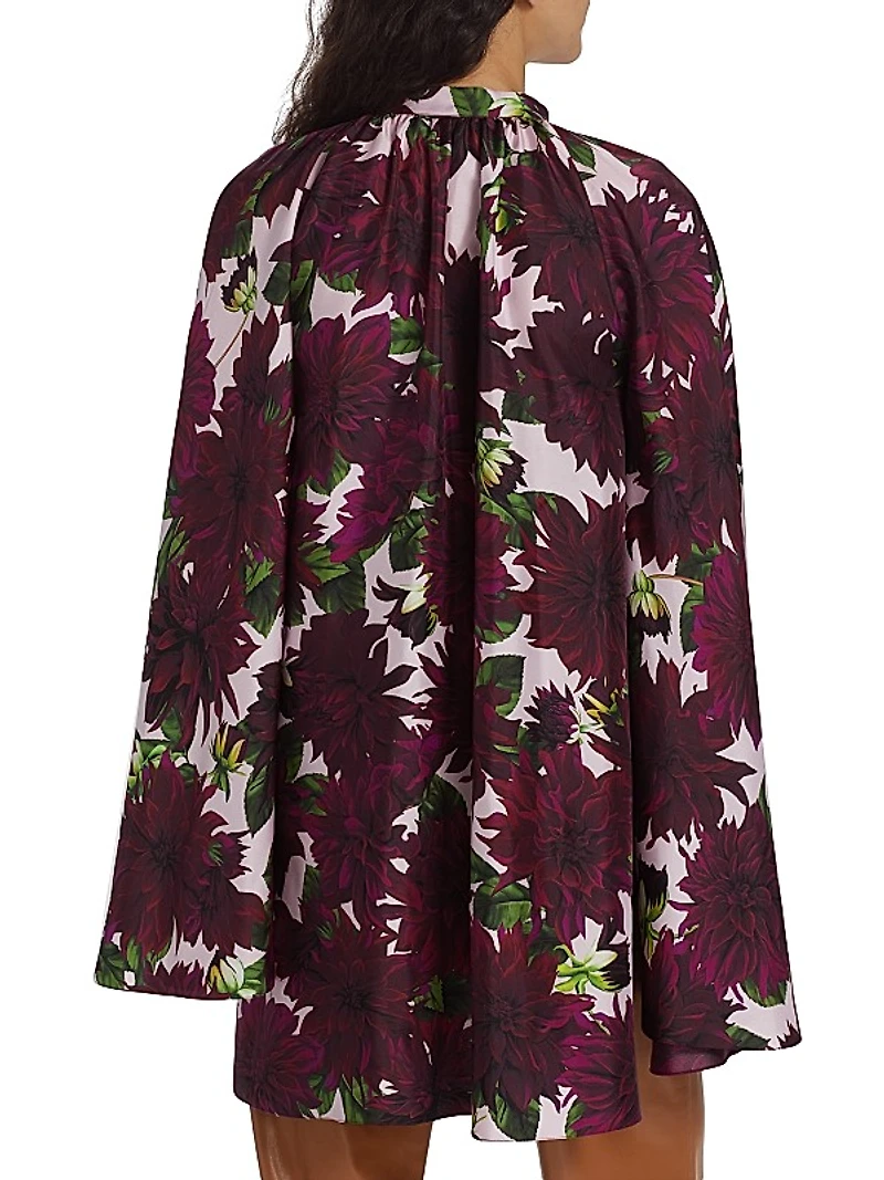 Dahlia Silk Twill Cape Blouse
