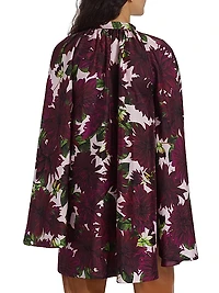 Dahlia Silk Twill Cape Blouse