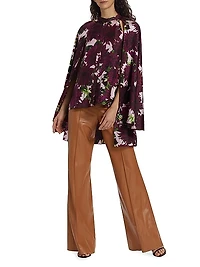 Dahlia Silk Twill Cape Blouse