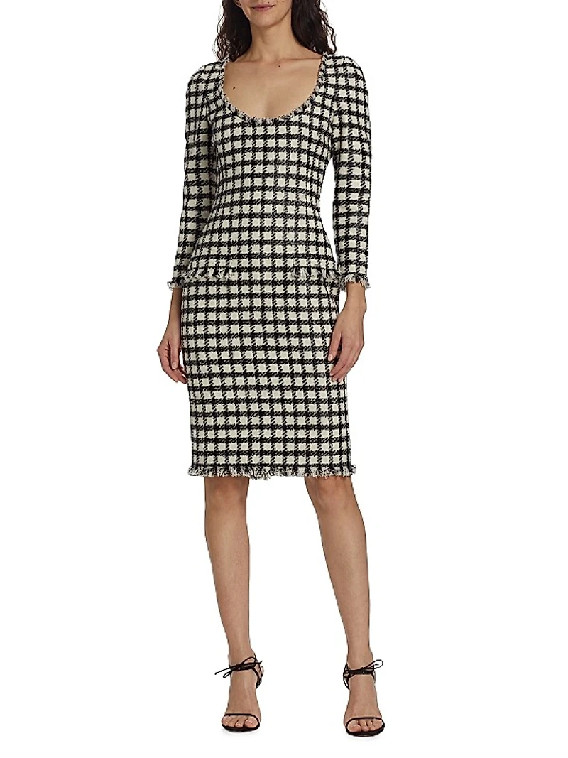 Metallic Check Tweed Dress