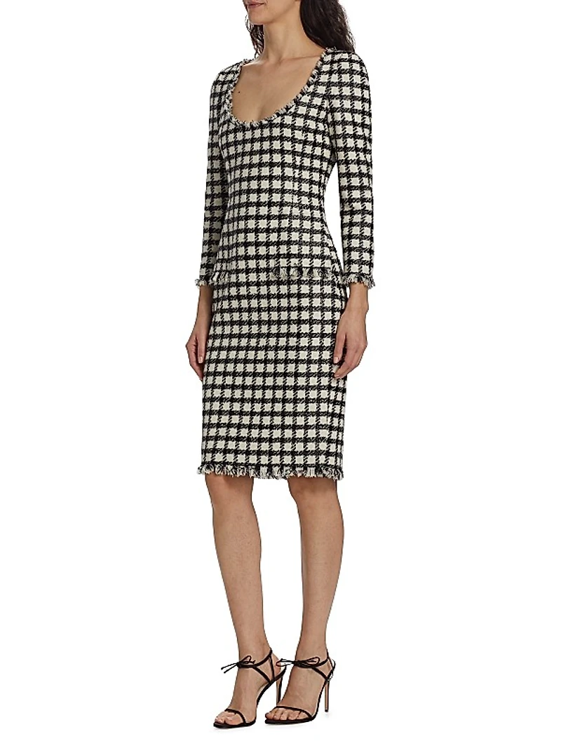 Metallic Check Tweed Dress