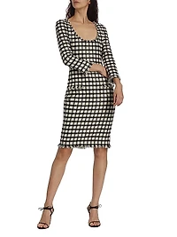 Metallic Check Tweed Dress