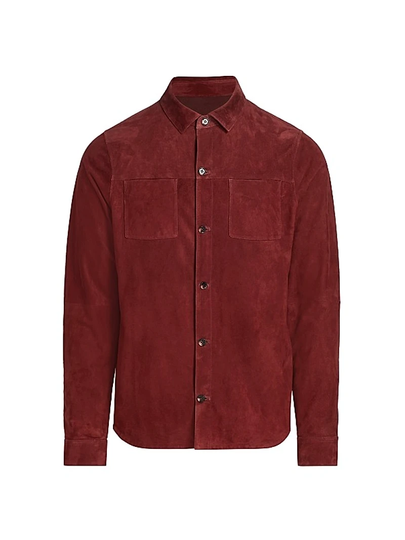 Slim-Fit Suede Shirt Jacket