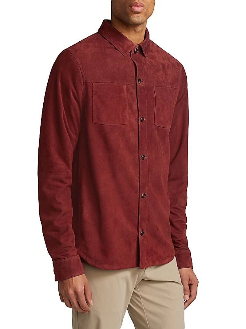 Slim-Fit Suede Shirt Jacket